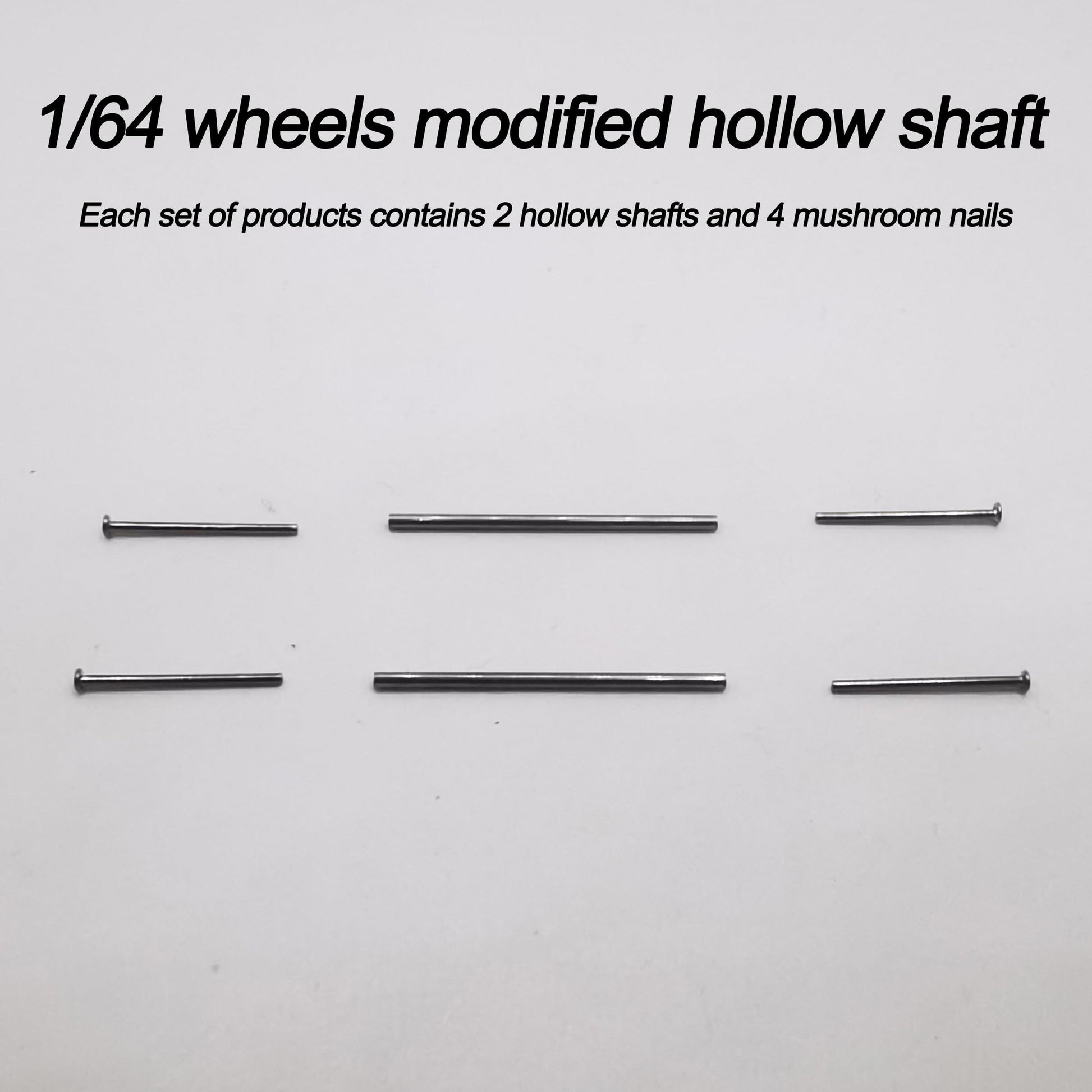 20 Set 1/64 Scale Wheels Modified Hollow Shaft & Mushroom Nails Suitable for 1 64 Scale Diecast Cars DIY Tires (Each Set Contains 2 Hollow Shafts
