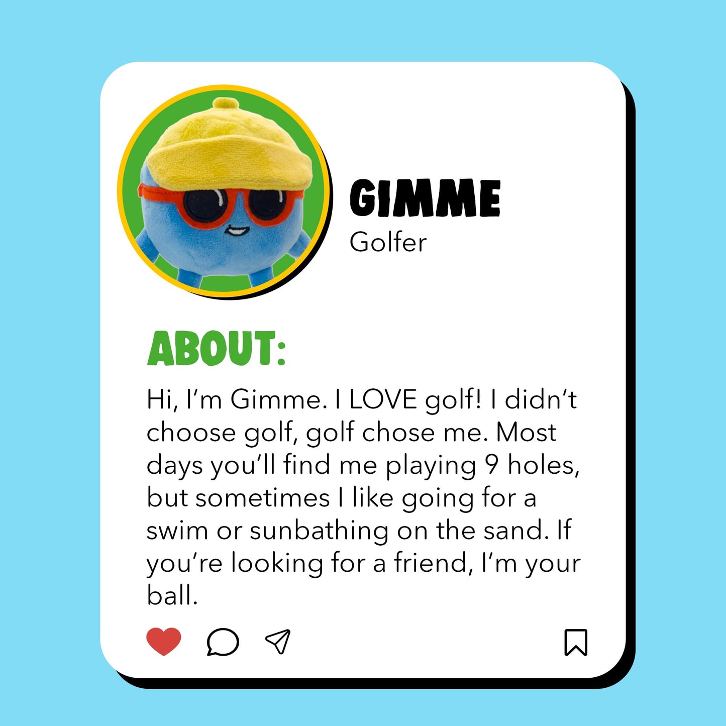 Play Nine Plush Golf Ball 4” Gimme Character Fans, Collectors, and Golfers, Official Plush Toy