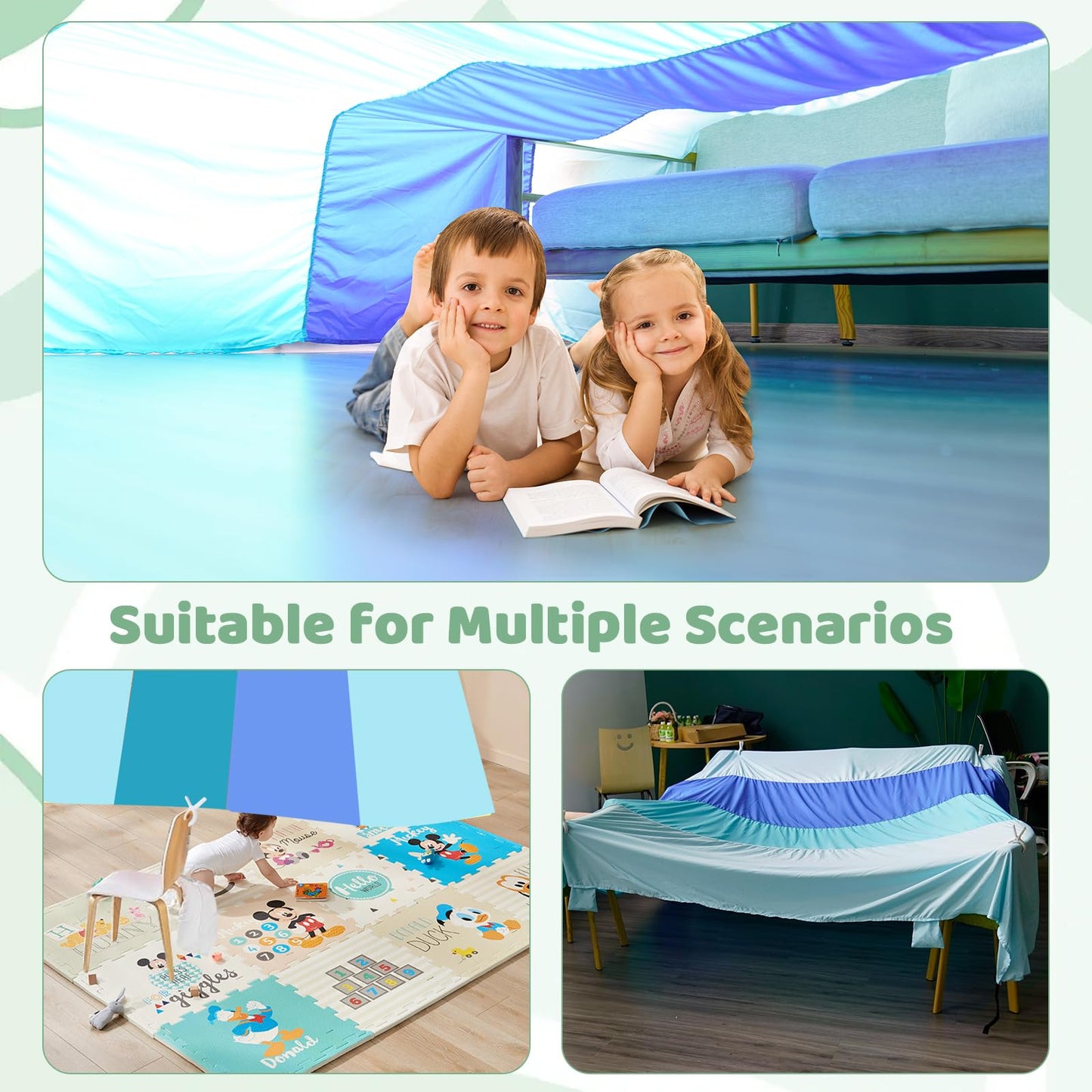 Birodeko Blanket Fort Building Kit for Kids, Portable Playhouse Play Tent Fort with CPC Certification, Indoor/Outdoor Air Tent Fort for Kids Age 4-8