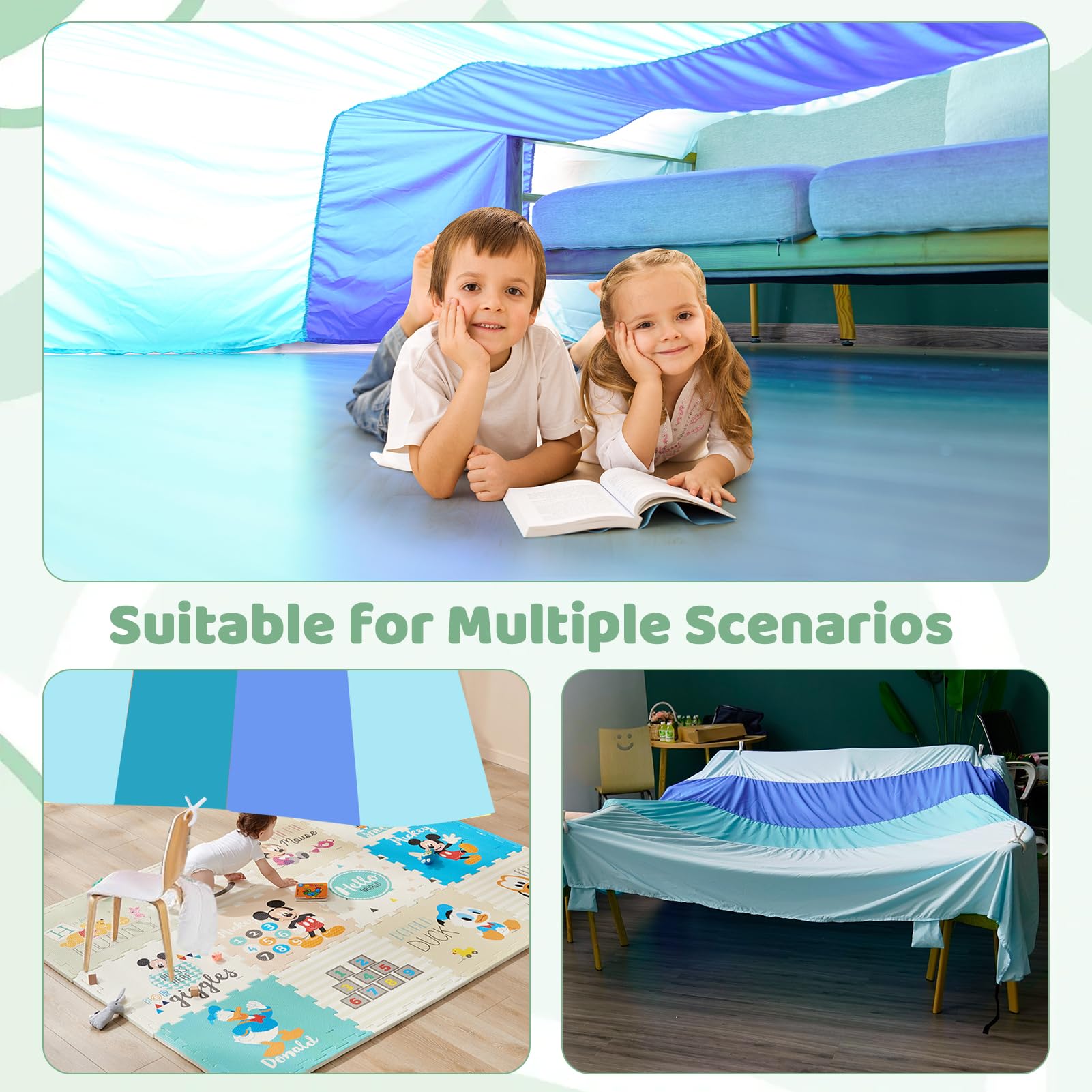 Birodeko Blanket Fort Building Kit for Kids, Portable Playhouse Play Tent Fort with CPC Certification, Indoor/Outdoor Air Tent Fort for Kids Age 4-8