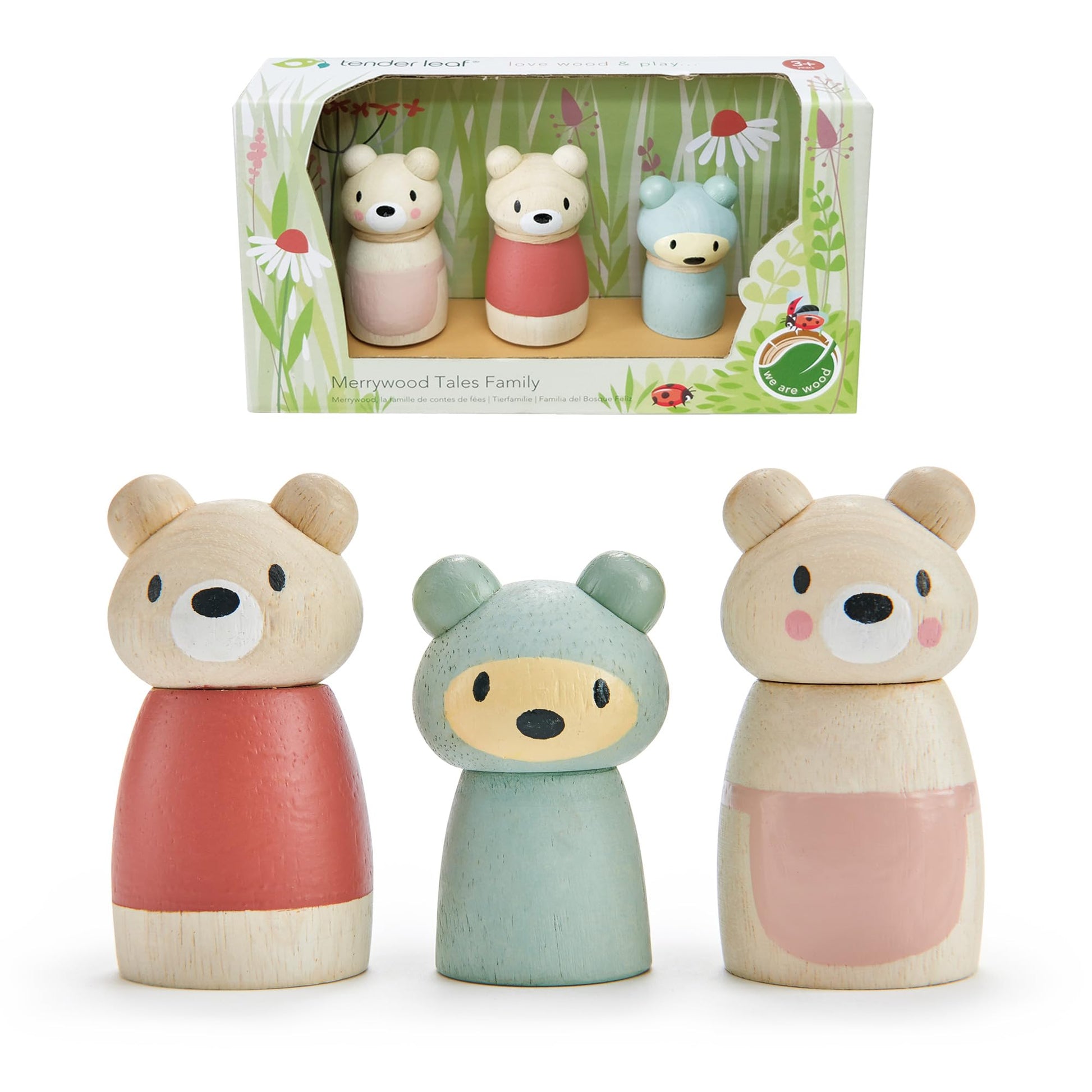 Tender Leaf Toys - Bear Tales - Wooden Dollhouse Add-on Dolls Playset, Figures of 3 Pcs Bear Family for Children - Inspires Endless Imaginative Play