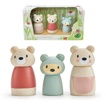 Tender Leaf Toys - Bear Tales - Wooden Dollhouse Add-on Dolls Playset, Figures of 3 Pcs Bear Family for Children - Inspires Endless Imaginative Play