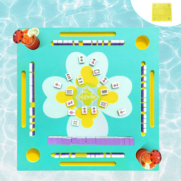 GKQWLW Floating Mahjong Table for Pool, Double-Sided Water Game Tray with Mahjong & Poker Card Playing Surfaces for Poker, Card, Dominoes, Board Games