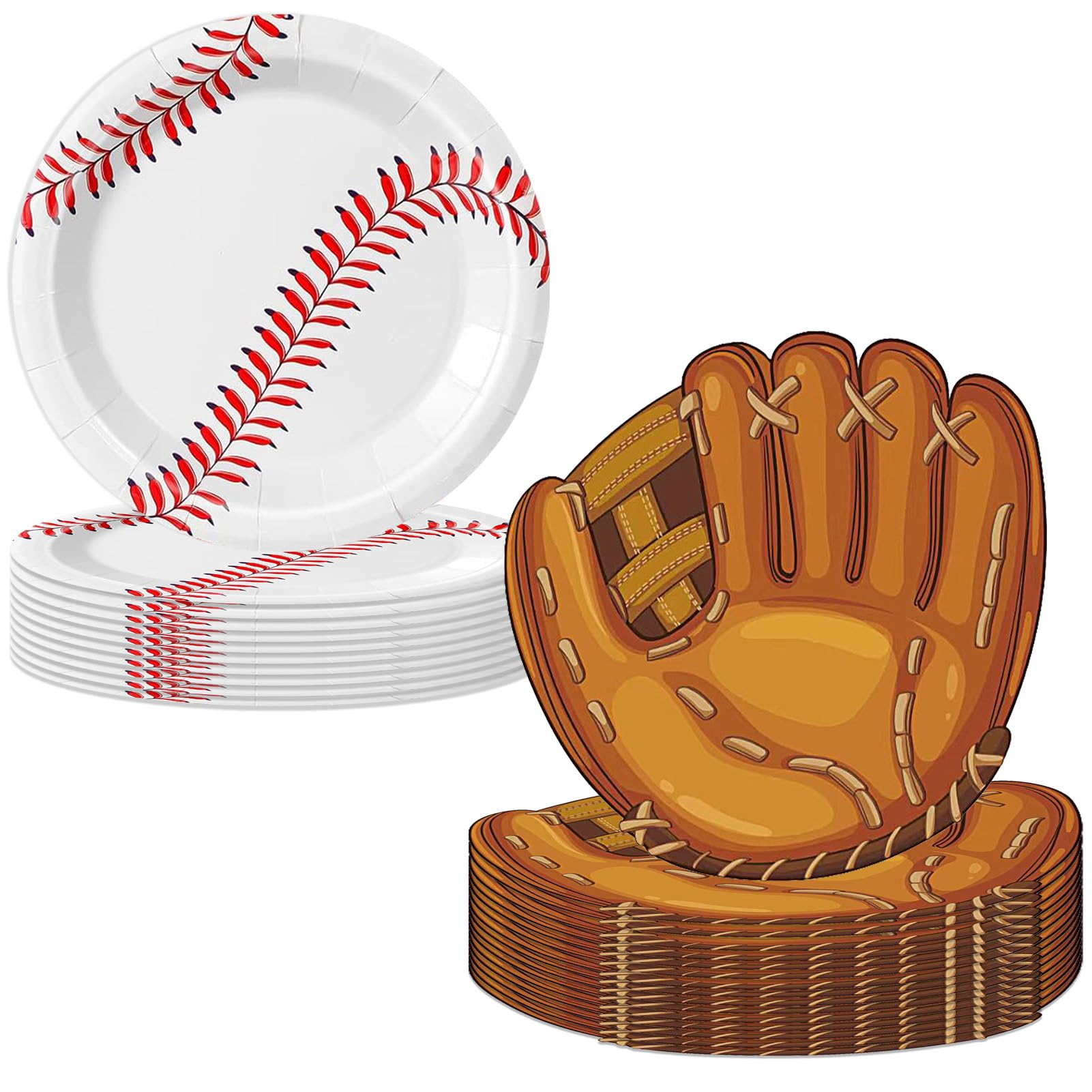 Mainivo 60Pcs Baseball Party Plates,Baseball Party Supplies,7 Inch Round Baseball Themed Dinner Dessert Plates for Cake,Salad,Fruit Pizza?Kids