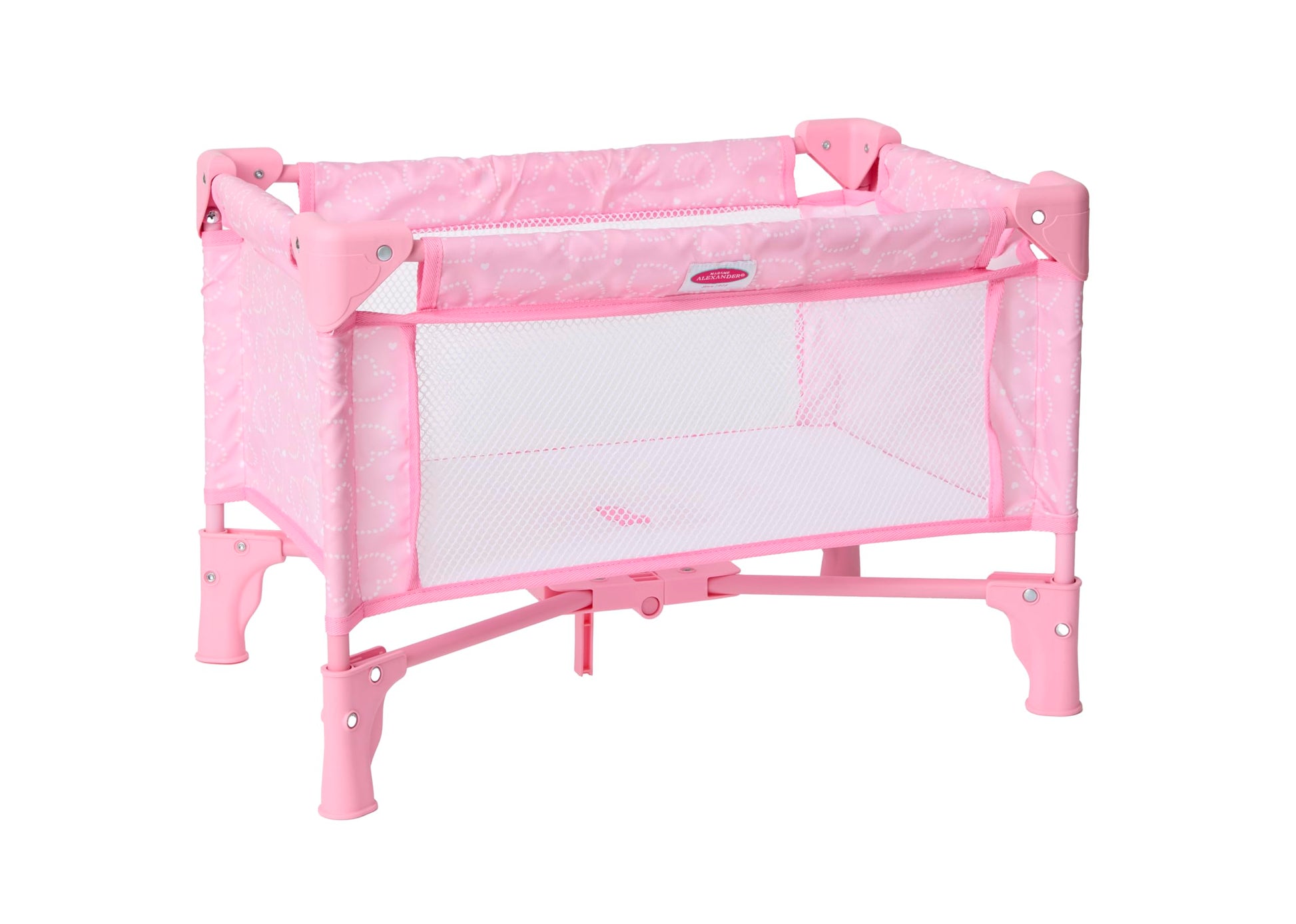 Madame Alexander Pack and Play Crib for Dolls, Pink Hearts