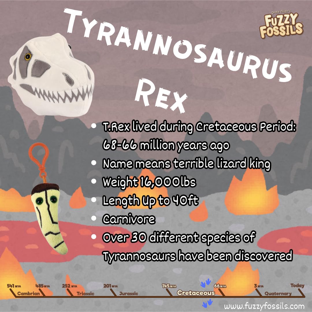 Fuzzy Fossils T rex Stuffed Animal, T rex Plush, Dinosaur Stuffed Animal, Stuffed Dinosaur Plush, Tyrannosaurus Rex Toy, Trex Dinosaur Toy, Dinosaur