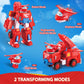 Super Wings Transformable Toys, 7" Jett Robot Suit and 2” Scale Transforming Jett Mini Action Figure,2-in-1 Mode Vehicle and Robot, Vehicle Playset