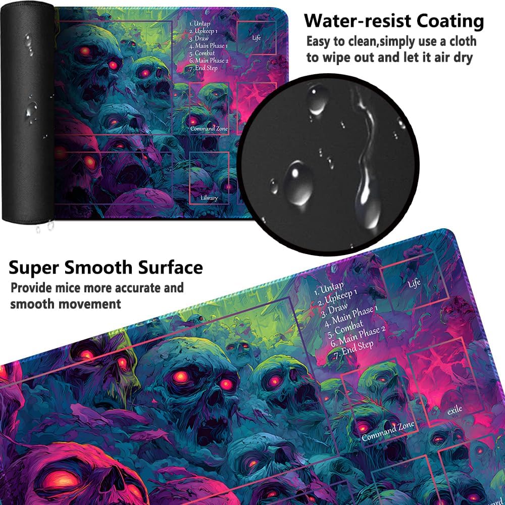 CHUNBAI MTG Playmat 24x14 Inch | Optional Game Zone Layout | Non-Slip Rubber Base | Stitched Edges | Includes Free Storage Bag | for TCG, Board Games