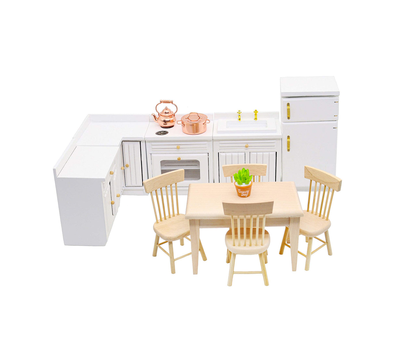 1:12 Scale Mini Wooden Furniture Miniature Kitchen Furniture Set Mini House Accessories Furniture Model for Birthday Gifts