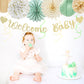 Sage-Green Champagne-Beige Baby Shower Party-Decorations - 21pcs Girls Boy Welcome Baby Banner,Paper Lanterns Pom Poms,Safari Woodland Boho Neutral