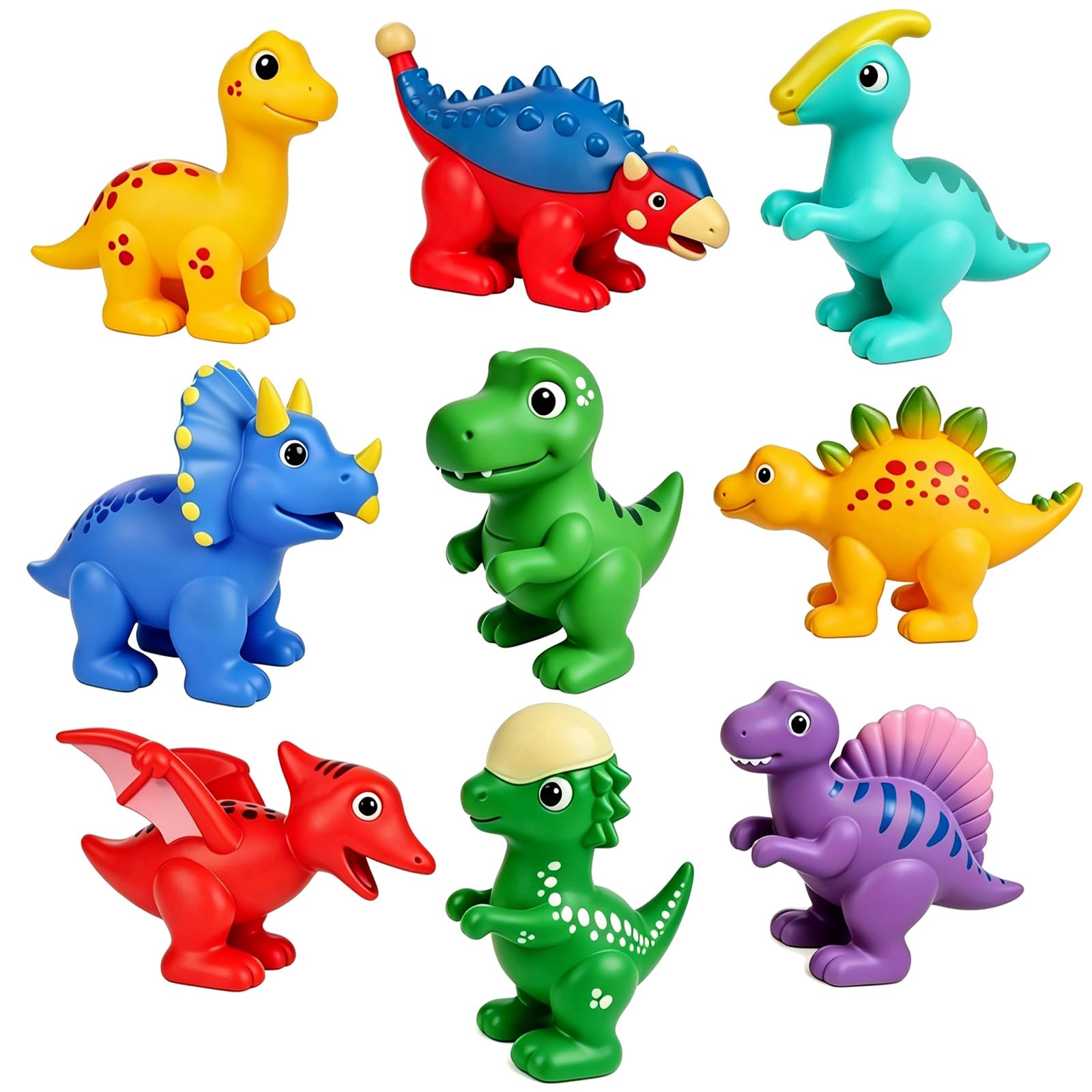 9PCS Dinosaur Bath Toys for Kids, Soft Mold Free Bath Toys