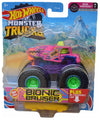 Hot Wheels Monster Trucks Bionic Bruiser, [Pink] Re-Crushable Car 69/75 Neon Shockers 6/7