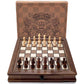 AMEROUS Magnetic Wooden Chess Set, 12.8" x 12.8" Walnut Chess Board Game with 2 Built-in Storage Drawers - 2 Bonus Extra Queens - Chess for Beginner