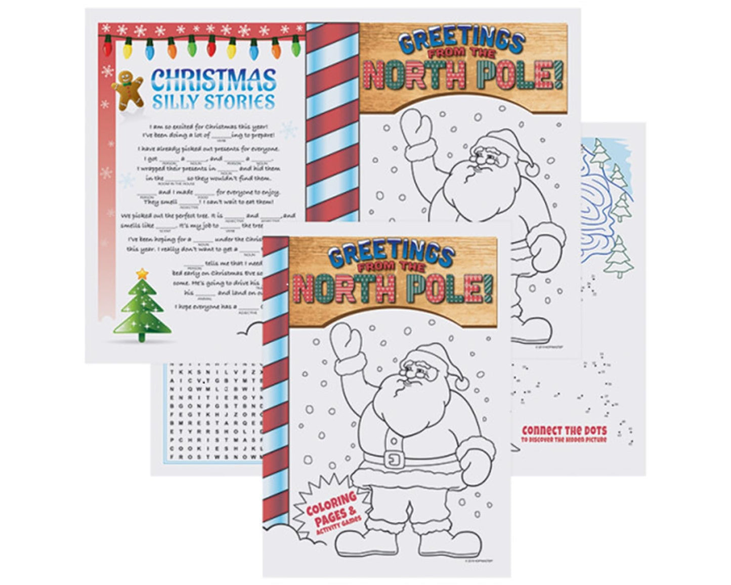 MT Nest 2 Red Winter Snowflake Disposable Tablecovers 54" L x 102" W with 6 Bonus Kid's Activity Christmas Booklets