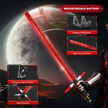 Mould King 10239 Lightsaber Building Set, LED Rechargeable Saber Sword Toy as Party, Halloween, Holiday, Birthday Gift, Creative Buildable Toy