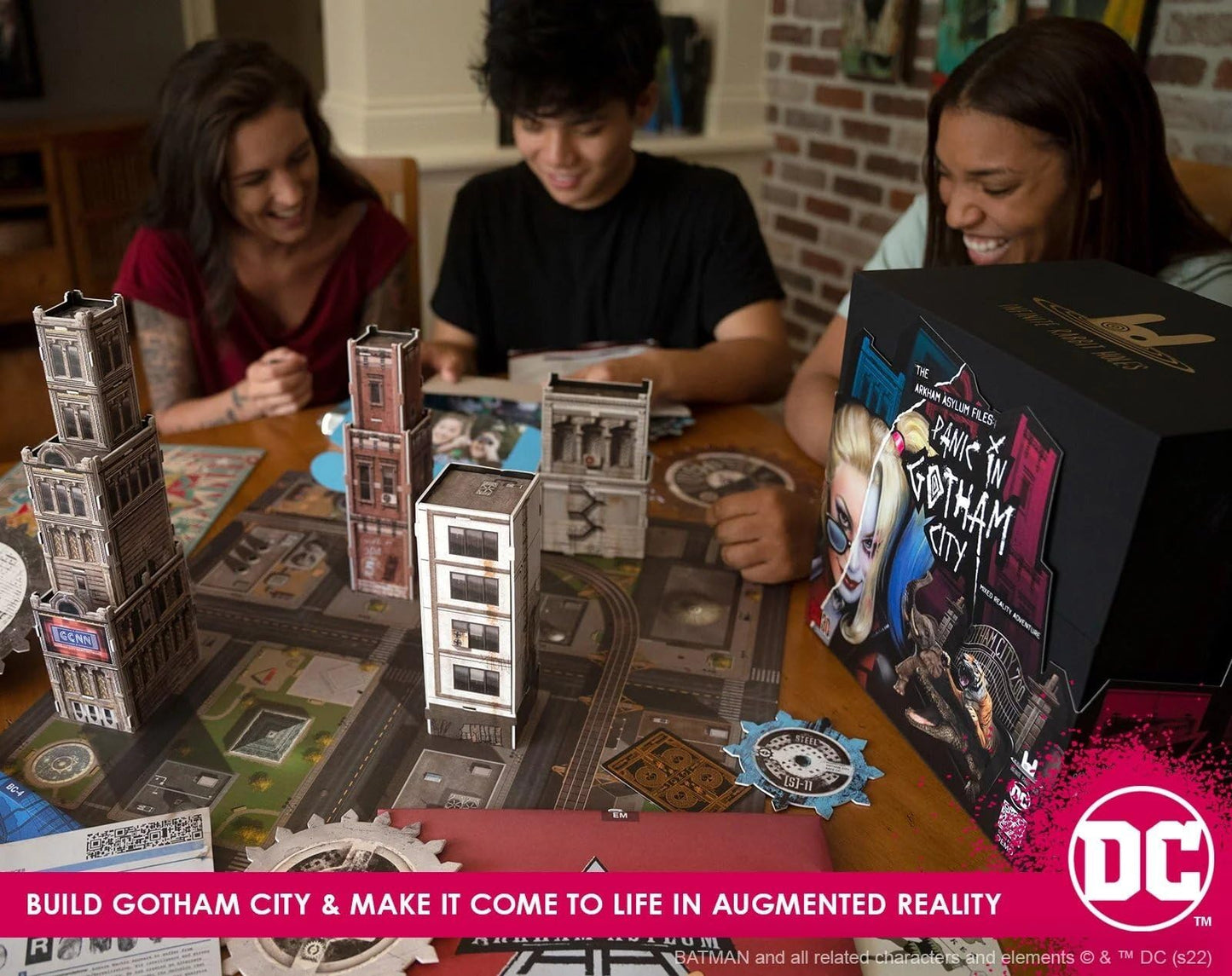 Infinite Rabbit Holes Arkham Asylum Files: Panic in Gotham City Augmented Reality Board Game - Escape Room-esque Batman Mystery with Harley Quinn