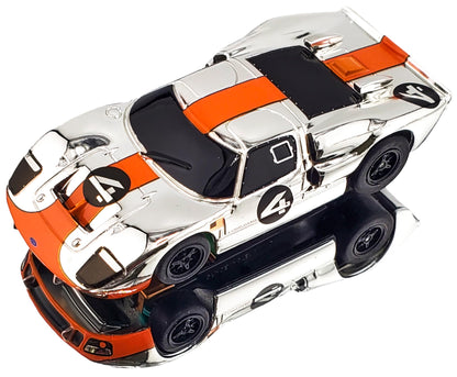AFX Ford GT40 MKII #4 Mirror Chrome/Orange Edition Mega G+ Chassis HO Slot Car Exclusive