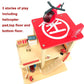 BBtinker Wooden Fire Station Playset, Multicolor 3-Level Pretend Play Dollhouse with Figures, Truck, Helicopter and Accessories, Preschool Learning