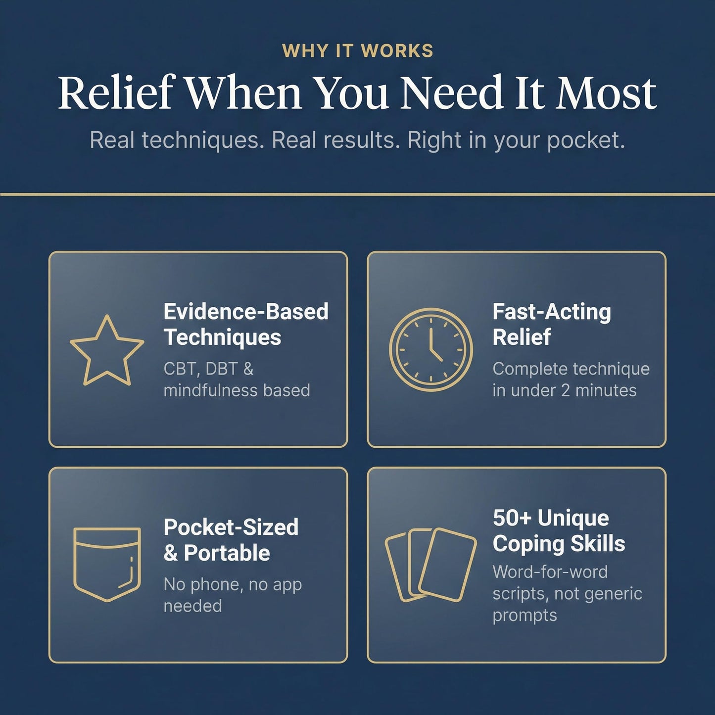 PocketPlaybook Co Anxiety Relief Coping Skills Cards - 55 Evidence-Based Techniques for Fast-Acting Relief | DBT, CBT & Grounding Tools for Anxiety