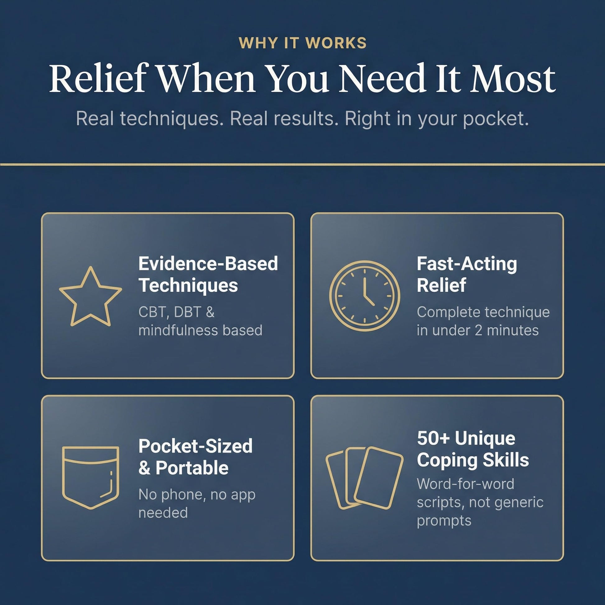 PocketPlaybook Co Anxiety Relief Coping Skills Cards - 55 Evidence-Based Techniques for Fast-Acting Relief | DBT, CBT & Grounding Tools for Anxiety