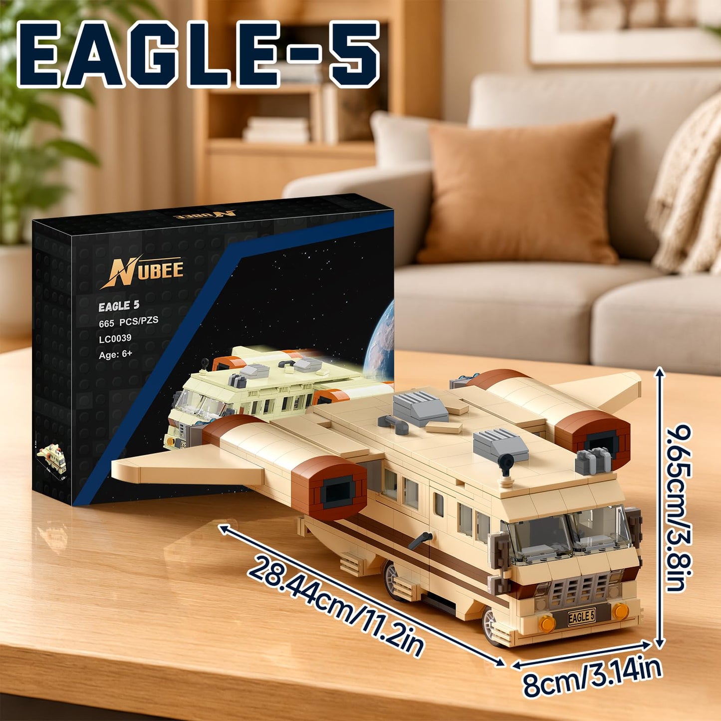 Nubee Spaceballs Eagle 5 Building Set, Space Movie Car Moc Model with Cockpit Secret Hyper-Jets Periscope Barf's Room, Birthday Gift for Fans Teens