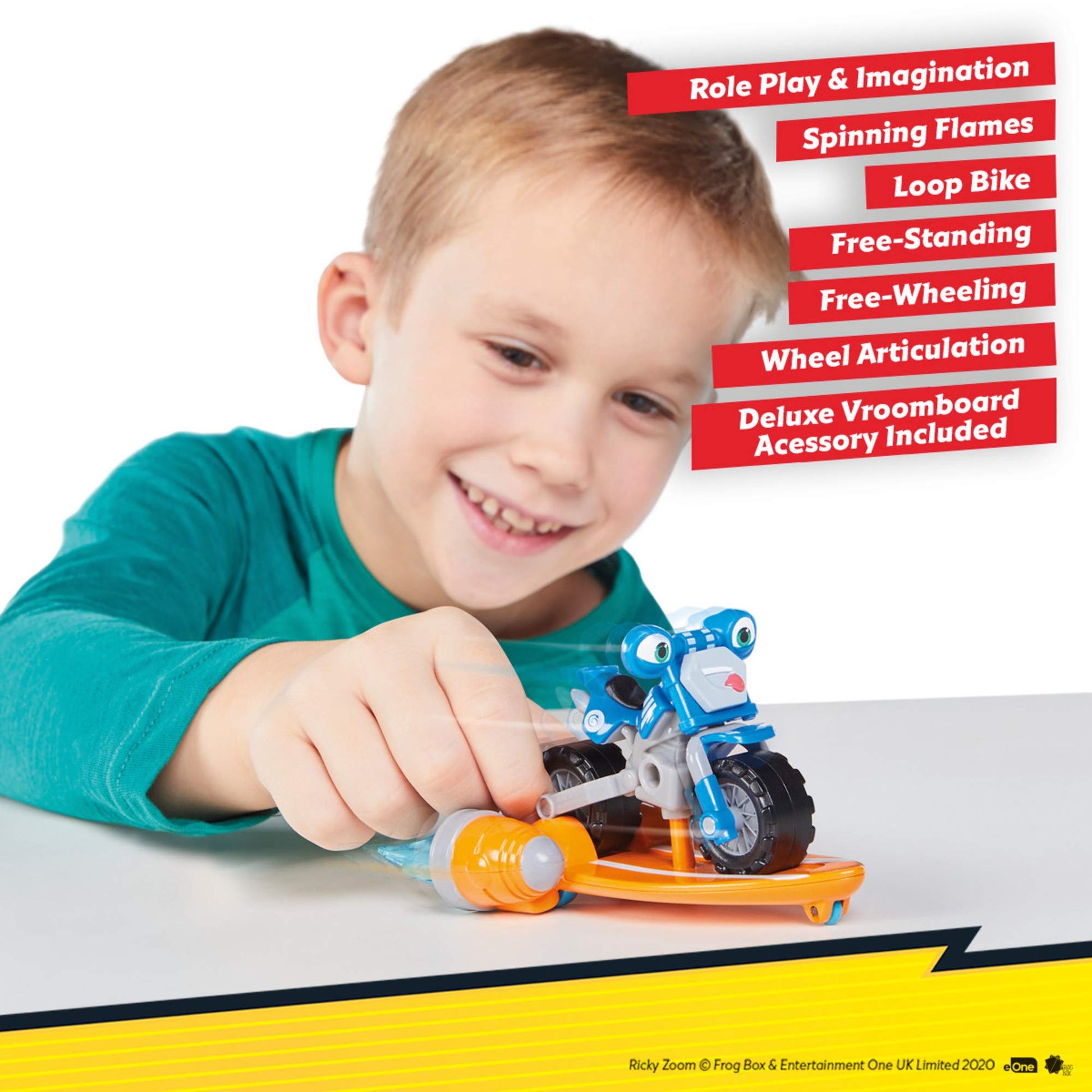 Ricky Zoom Loop Hoopla Toy Motorcycle with Vroomboard Accessory, Multi
