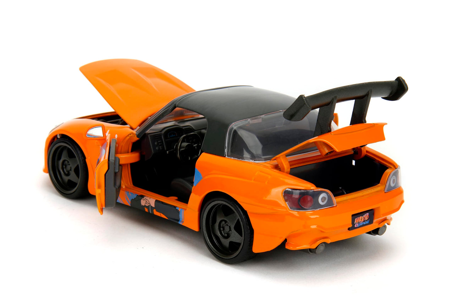 Jada 2001 Honda S2000 with Naruto Figure - Die-Cast Vehicle - 1:24 Scale, Opening Doors, Hood & Trunk, Rubber Tires - Hollywood Rides Anime Series