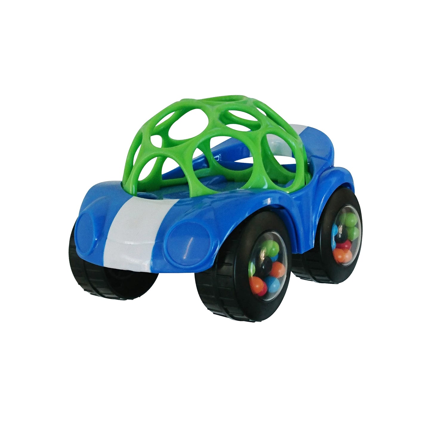 Oball Easy Grasp Rattle & Roll BPA-Free Push Car Infant Crawling Toy and Teether, 1 Pack, Age 3 Months and up, Color May Vary