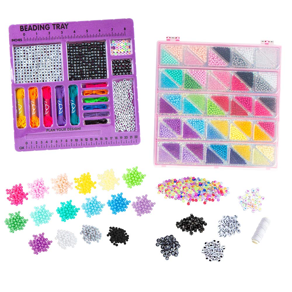 Fashion Angels 10,000+ Bead Bracelet Making Kit (12580), Includes Bead Tray and Keeper Case, Alphabet Beads, Screen-Free Activity, Includes