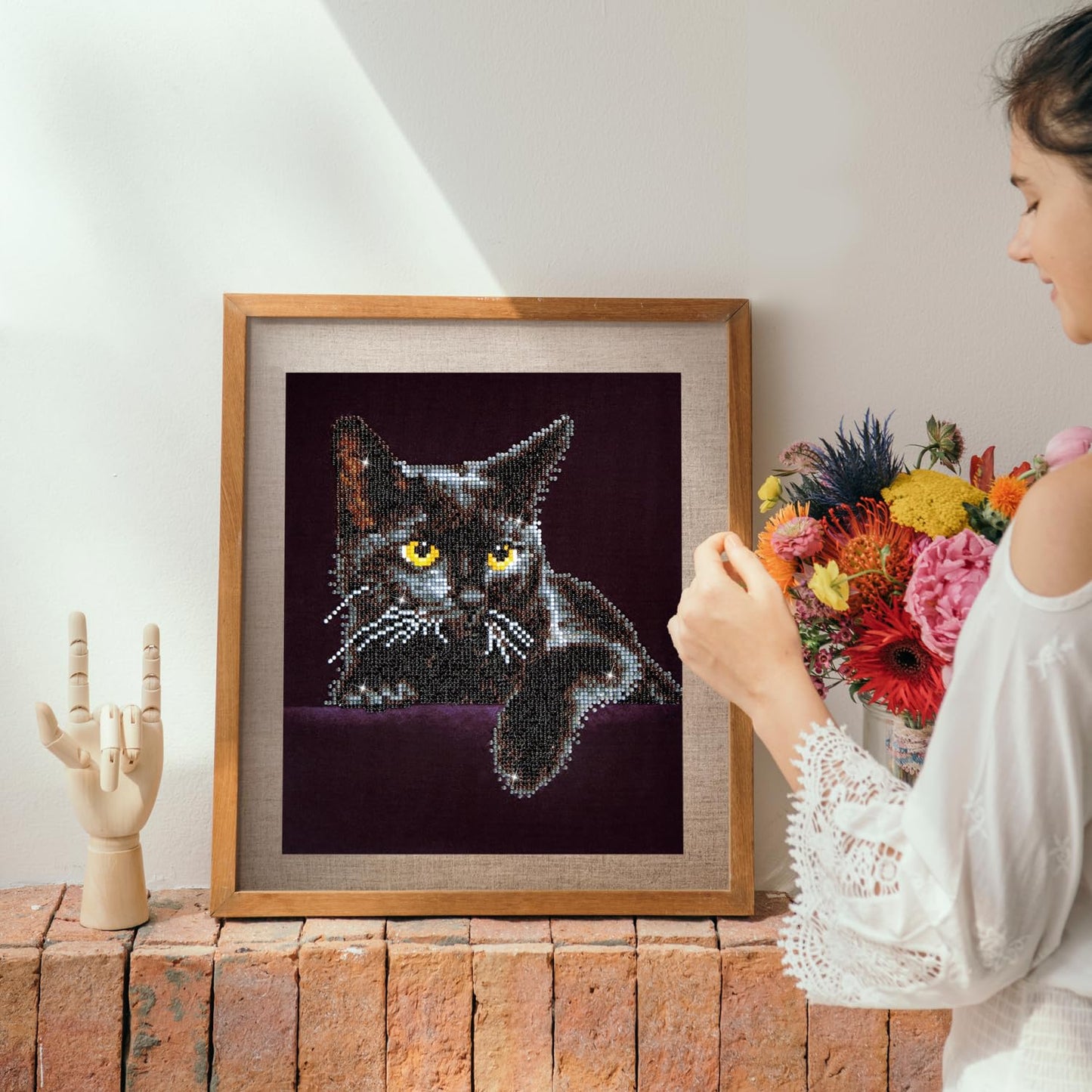 DIAMOND DOTZ Kits - Midnight Cat, Partial Drill, Round Dotz, Diamond Painting Kits, Diamond Art Kits for Adults, Gem Art, Diamond Art, Kits, 14"x11"