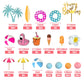 Summer Hawaiian Cake Topper with Swimming Rings Balls Sun Umbrella Beach Cake Decorations for Summer Hawaii Aloha Theme Birthday Supplies
