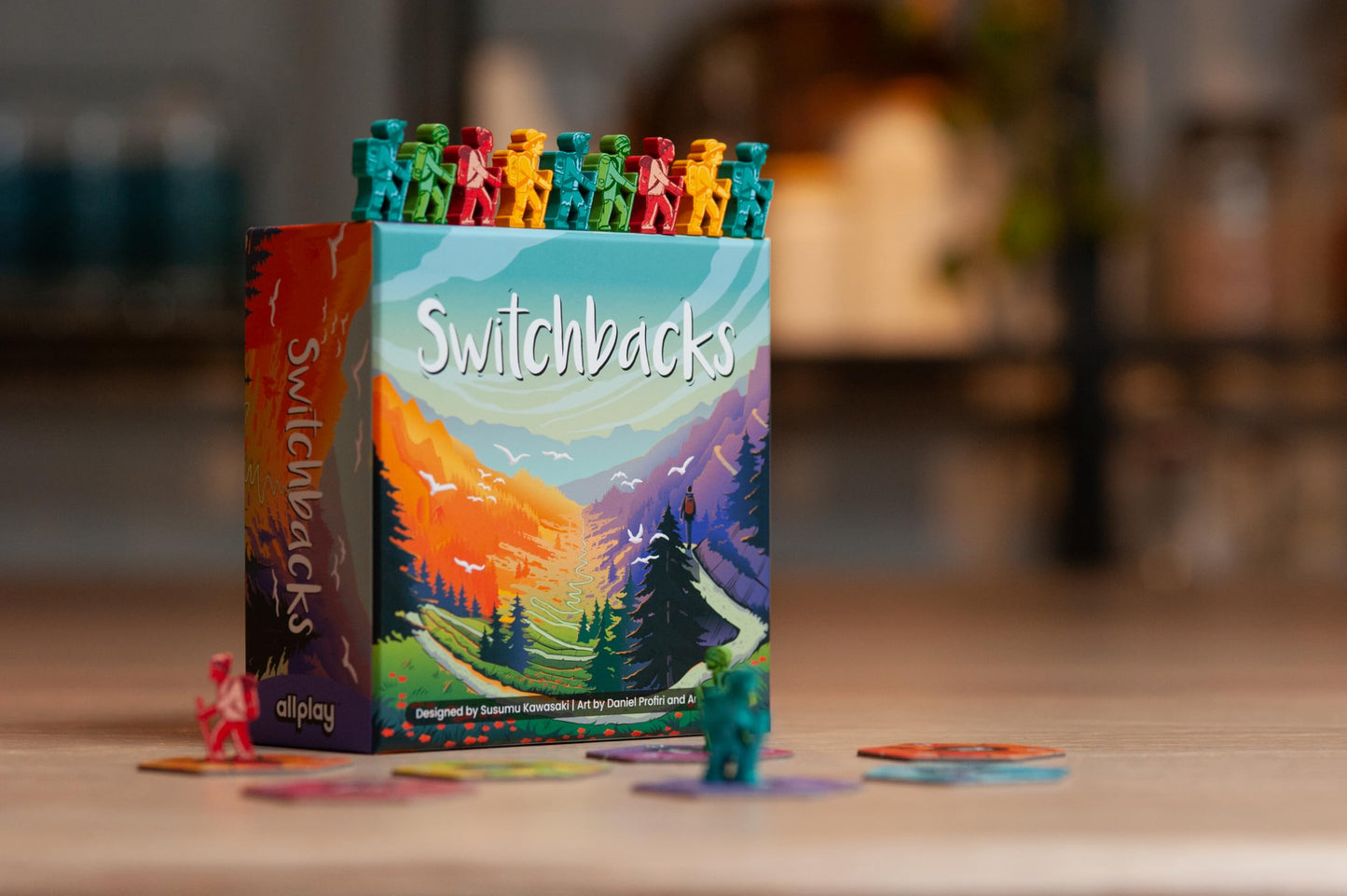 Allplay - Switchbacks Board Game for Adults and Families - Tile-Laying - Small Box - Filler Game with Fangs - 1 Minute to Teach Travel Game - 2 to 4