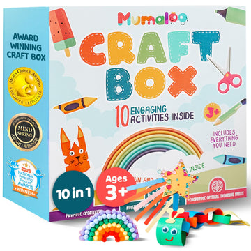 Mumaloo Craft Box for Kids - 10 Creative Arts and Crafts for Kids Ages 4-8, Fun, No Mess Educational Preschool & Homeschool Art Projects, Toddler