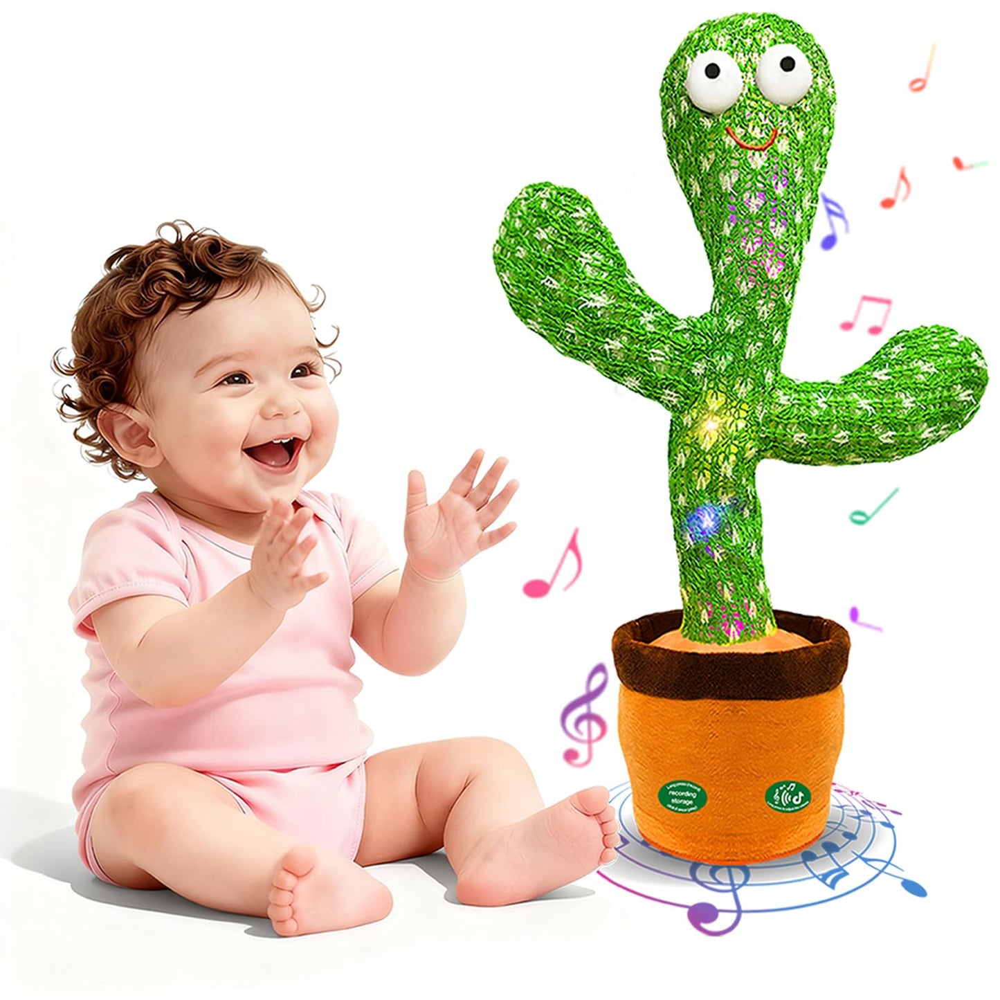 Hunfur Interactive Baby Toys Dancing Talking Cactus Toy,Funny Gift for Infant, Singing Record Repeat What You Say Light Up Toy for Toddler Boy Girl
