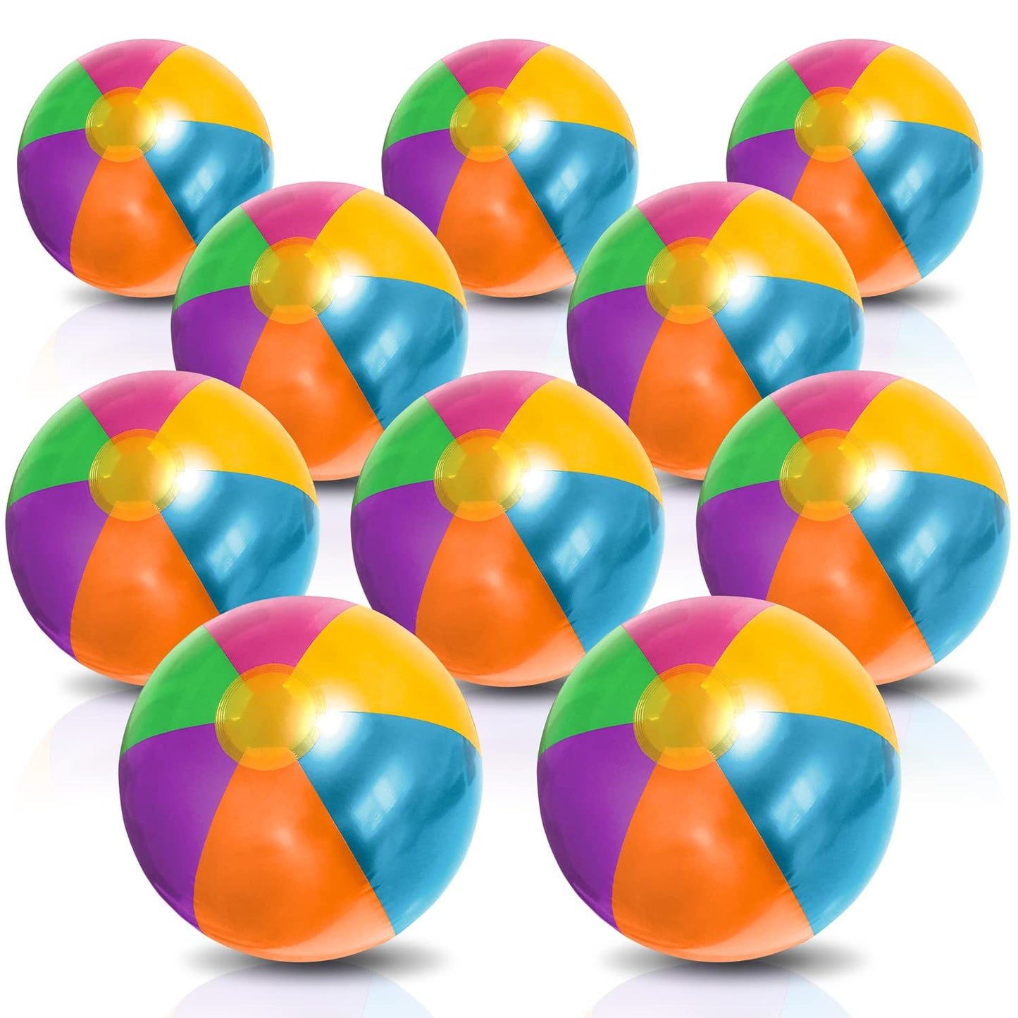 ArtCreativity 12-Pack Metallic Beach Balls, 12 Inch Rainbow Summer Toys