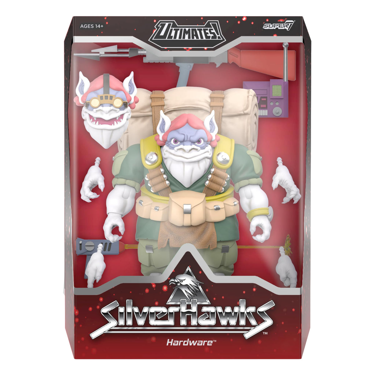 Super7 ULTIMATES! SilverHawks Hardware (Toon) - 7" SilverHawks Action Figure with Accessories - Classic Cartoon Collectibles and Retro Toys