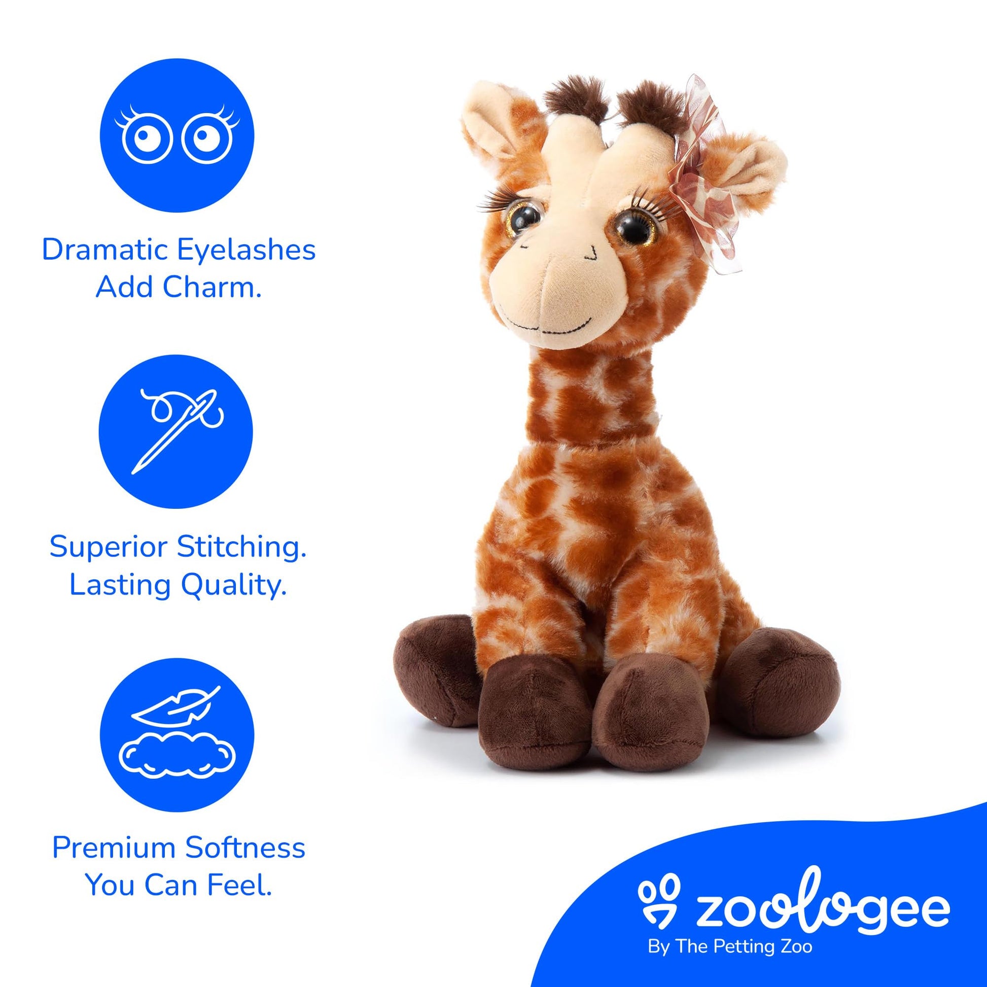 The Petting Zoo, Lash'z Giraffe Stuffed Animal, Gifts for Girls, Plush Toy 12 inches