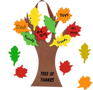 4E's Novelty Thankful Tree Craft Kit 12-Pack, Foam, Self-Adhesive - 11” Tree of Thanks, Thanksgiving Tree Craft, Ideal for Fall Crafts for Kids 4-8