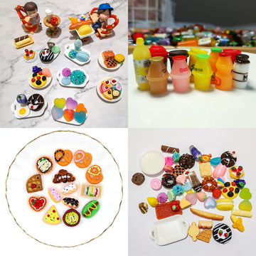 Nuanmu Miniature Food Drink Bottles Pretend Play Kitchen Game Party Toys (10 Bottles + 10 Foods?Random?)