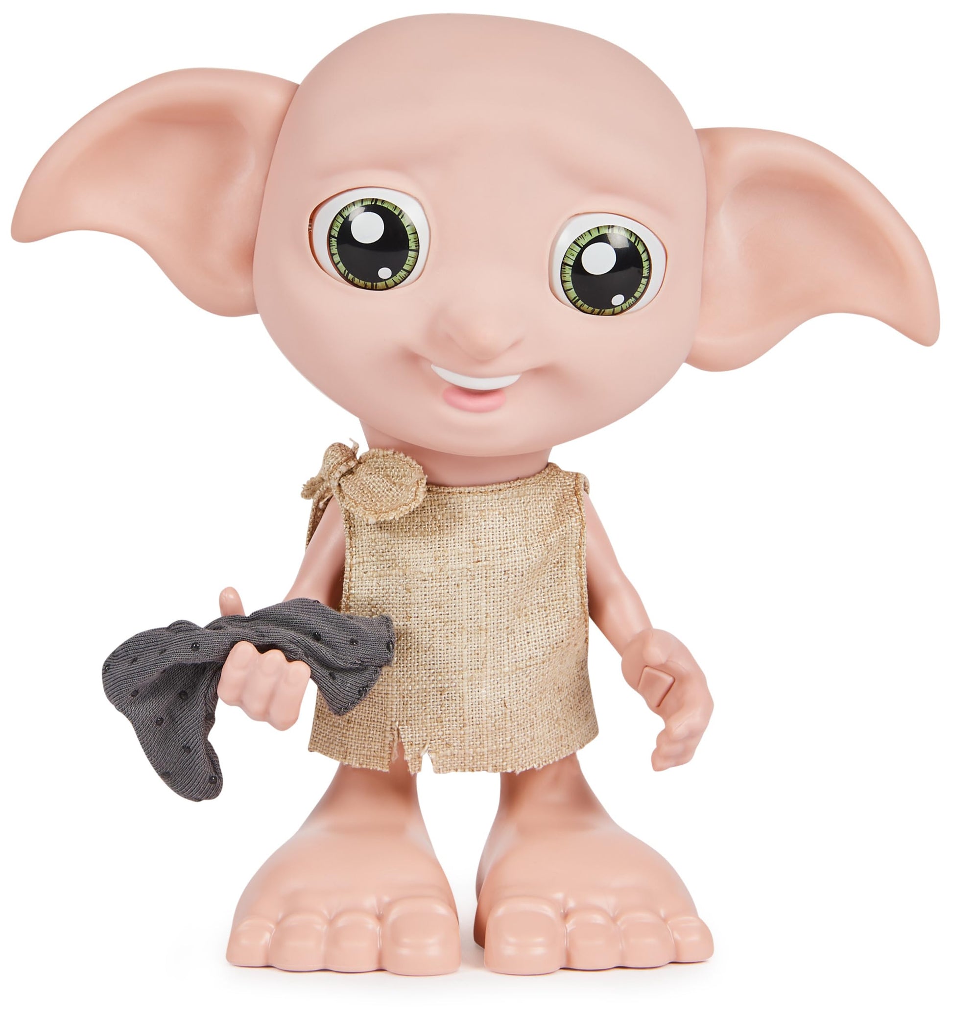 Wizarding World - 8.5" Harry Potter Elf Dobby Interactive Doll with Stocking and 30+ Sounds and Phrases - Harry Potter Gifts - Toys Kids 6+