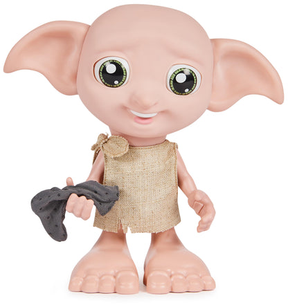Wizarding World - 8.5" Harry Potter Elf Dobby Interactive Doll with Stocking and 30+ Sounds and Phrases - Harry Potter Gifts - Toys Kids 6+