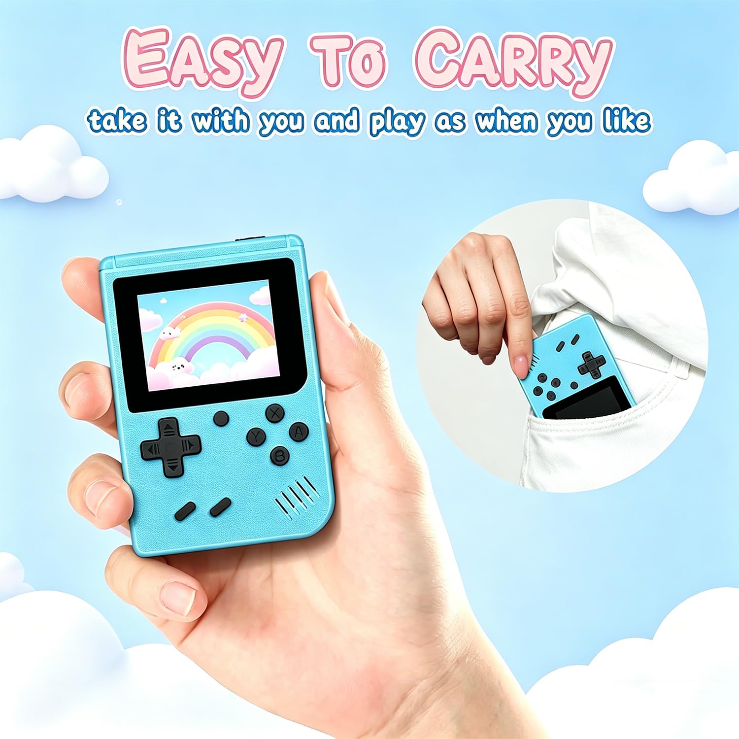 Retro Handheld Game Console, Mini Portable Video Game Player Built-in 400 Classic Games, 3.0 Inch IPS Screen, Travel Arcade Gaming Console (Blue)