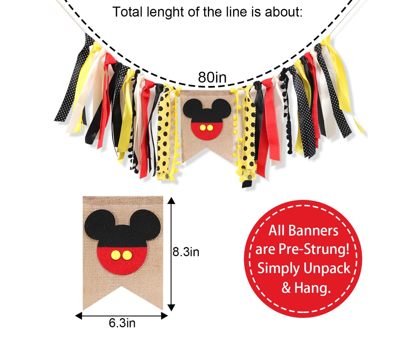 Mouse High Chair Banner - Mouse Birthday Party Decorations, First Year Highchair, Animal High Chair Banner, 1st Birthday Decoration, Cake Smash