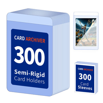 300ct Semi Rigid Card Holders - Card Savers & Premium Protection for Graded Cards, Trading Cards & Baseball Collectibles with Card Sleeves, 1/2" Lip