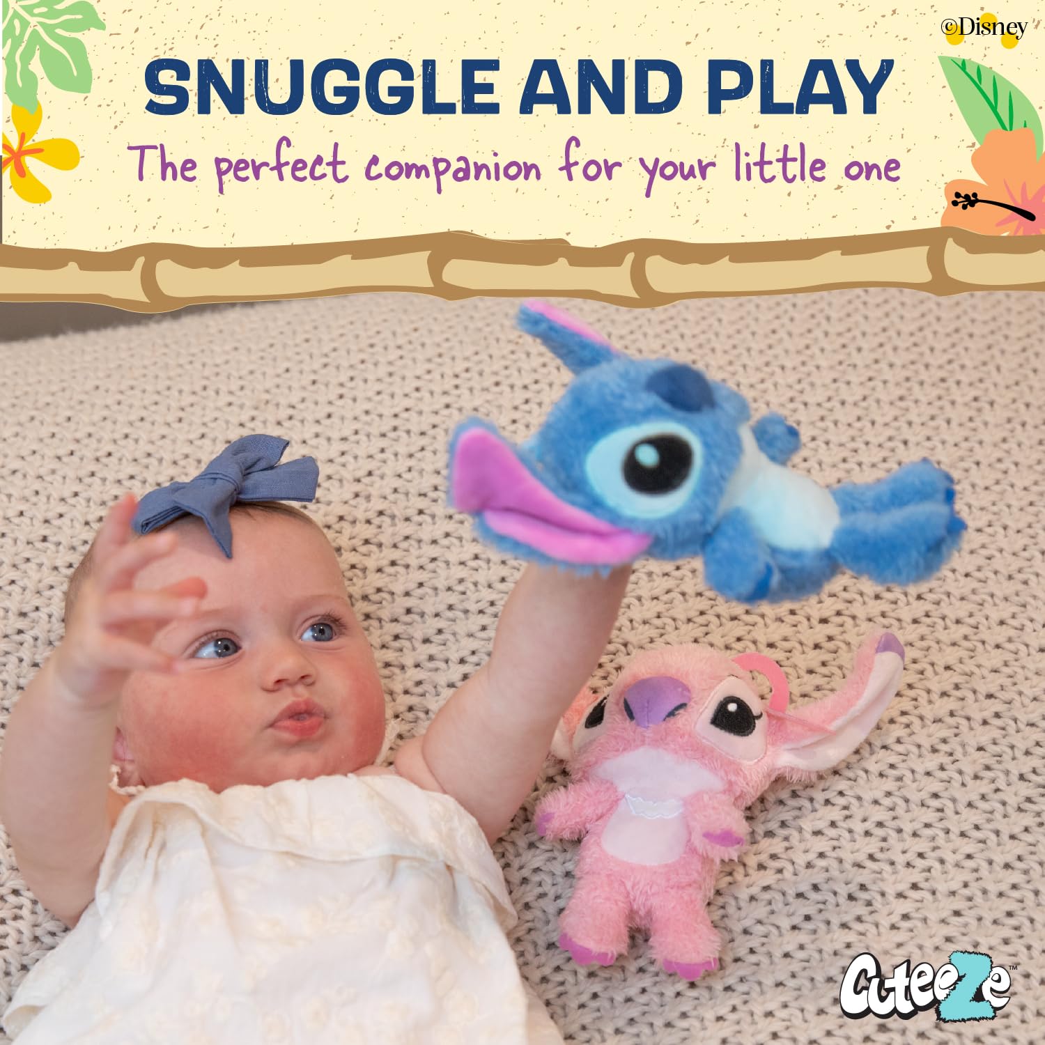 KIDS PREFERRED - Disney Baby Lilo & Stitch CUTEEZE 2 Pack Angel & Stitch Plush Stuffed Animals, Experiment 626, Multicolor,6 inches