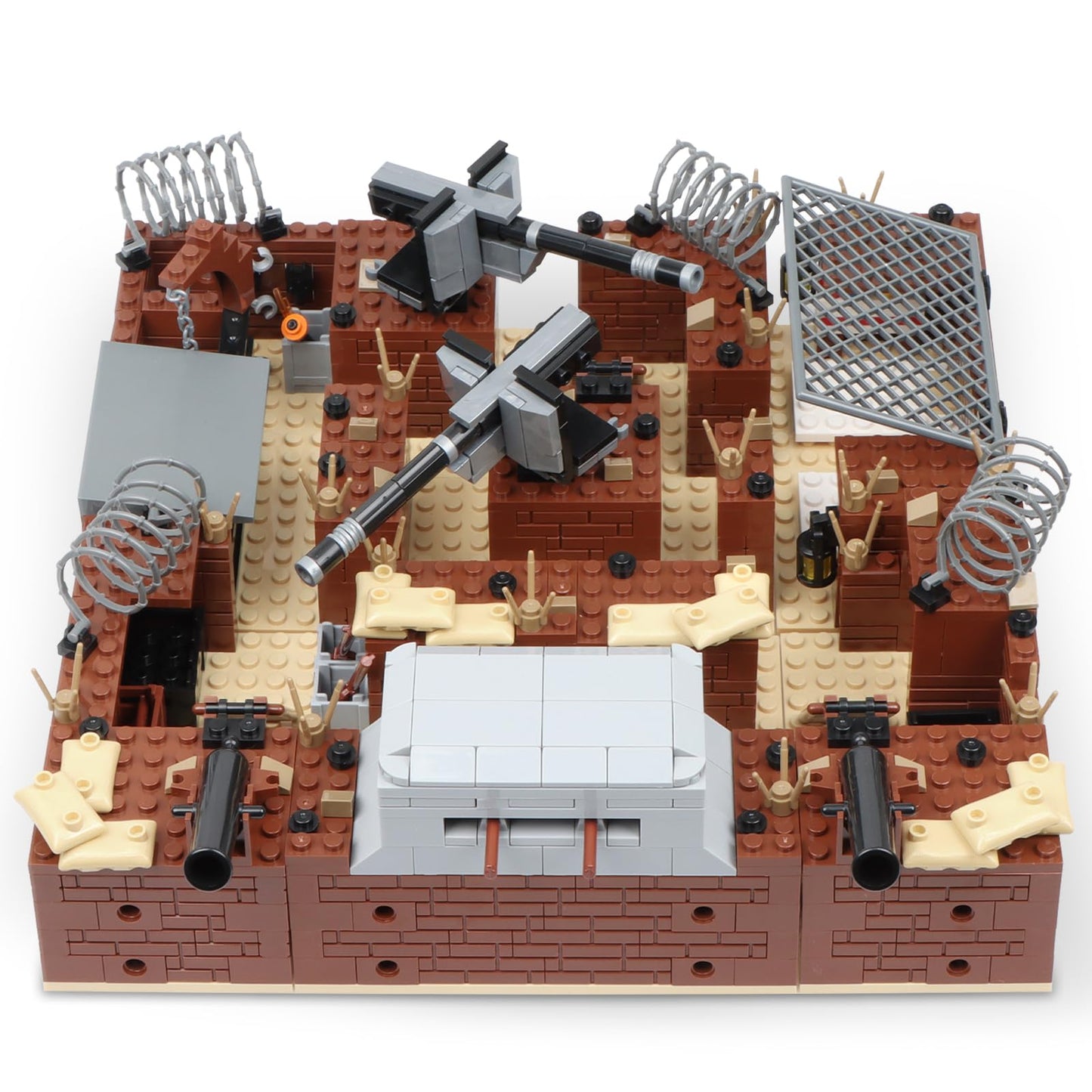 Finger Rock WW2 Military Base Bunker Trench Building Set, 8 in 1 Army Battle Scenes with Fortresses, Anti-Aircraft Guns, Treatment Room