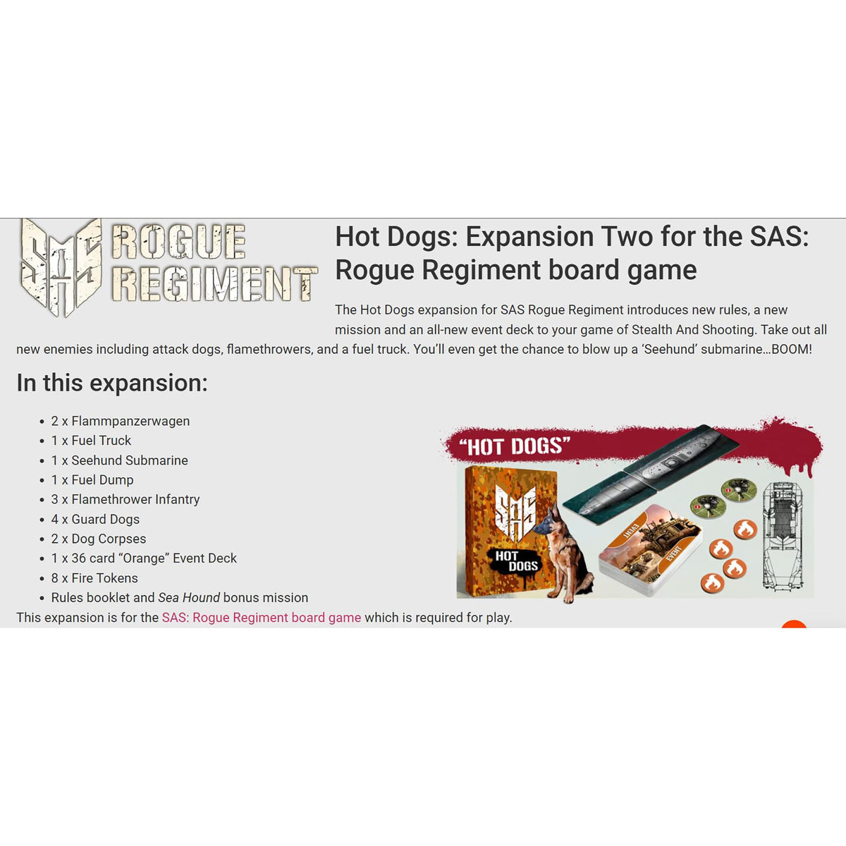 Word Forge Games: SAS Rogue Regiment - Hot Dogs Expansion - Strategy Board Game, WWII Stealth Action, Military Theme, Ages 14+, 1-4 Players, 60 Min