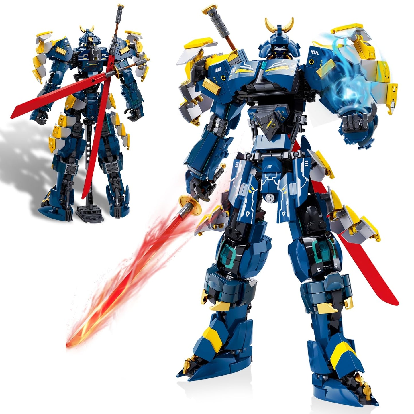 HIGH GODO Samurai Mech Warrior Building Set, Double Swords Armor Robot Openable Cockpits Model Kit, Ideas City Justice Hero Soldier Ninja Gift