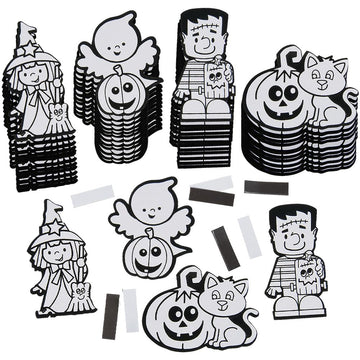 Color Your Own Fuzzy Halloween Magnets -50 Pc - Crafts for Kids and Fun Home Activities
