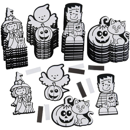 Color Your Own Fuzzy Halloween Magnets -50 Pc - Crafts for Kids and Fun Home Activities